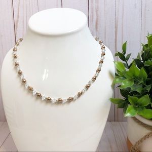 Swarovski Crystal & Brown Pearl Beaded Necklace